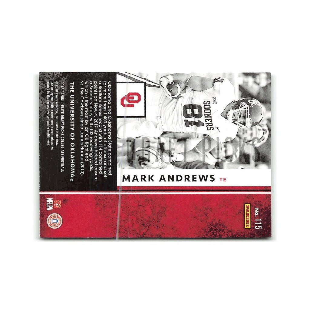 Mark Andrews Rookie 2018 Panini Elite Draft Picks #115 Oklahoma Sooners NM