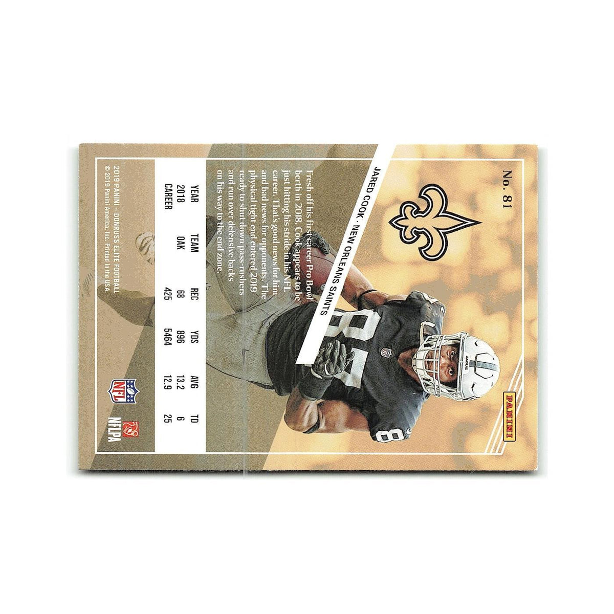 Jared Cook 2019 Donruss Elite #81 New Orleans Saints Football Card NM