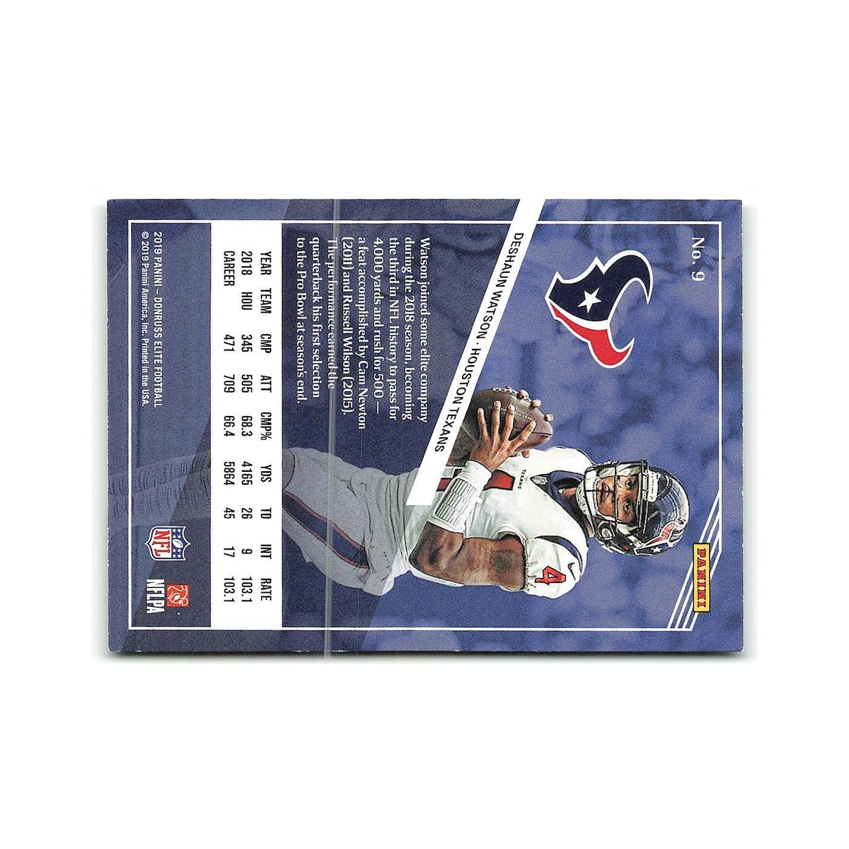 Deshaun Watson 2019 Donruss Elite #9 Clemson Tigers Football Card NM