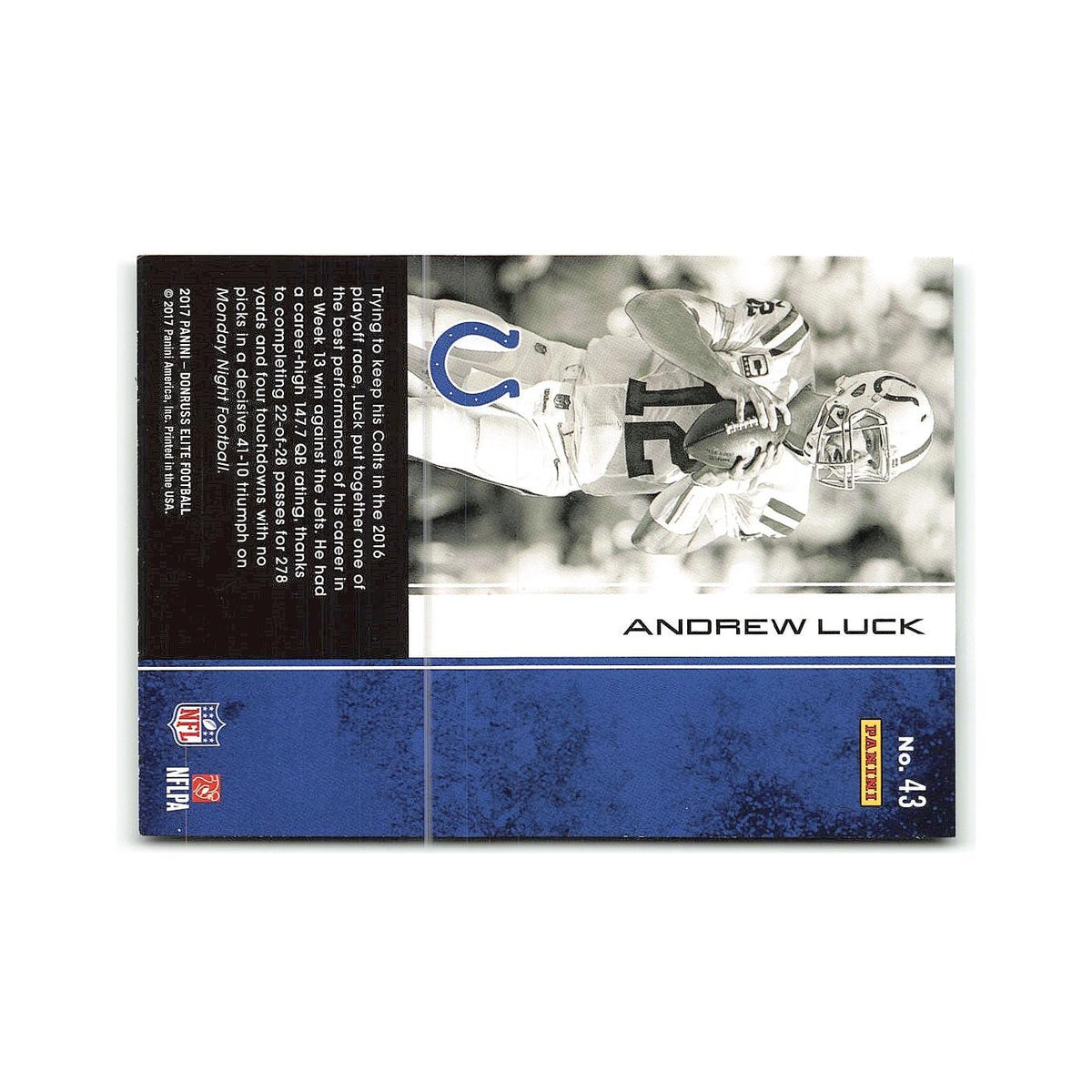 Andrew Luck 2017 Donruss Elite #43 Indianapolis Colts Football Card NM