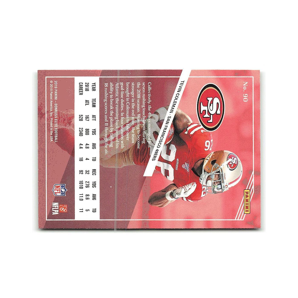 Tevin Coleman 2019 Donruss Elite #90 San Francisco 49ers Football Card NM
