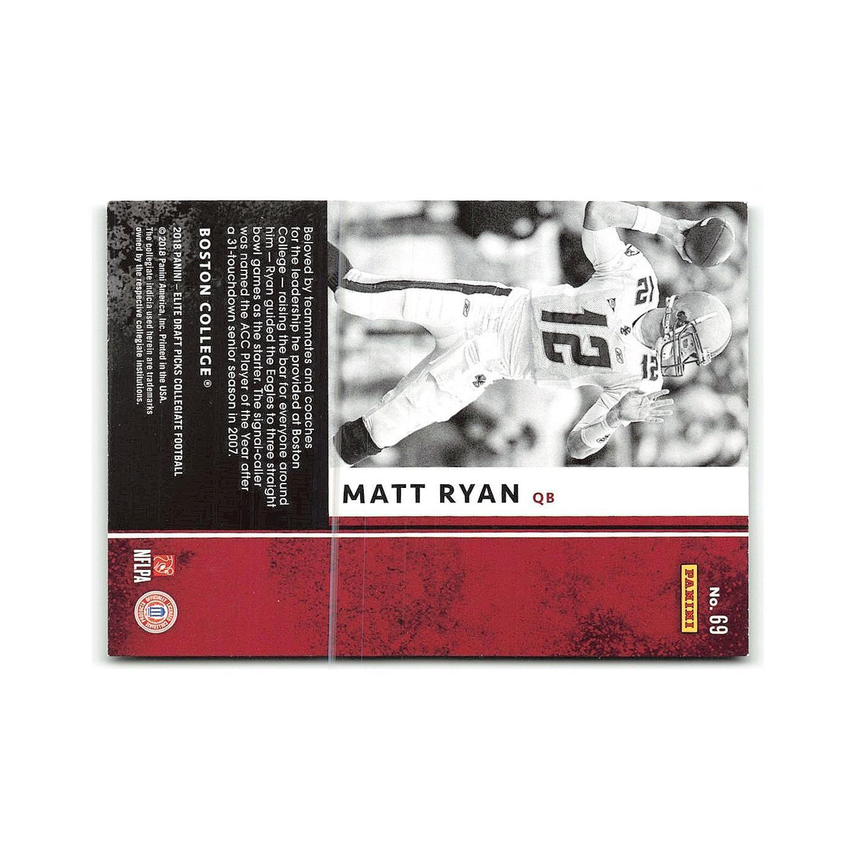 Matt Ryan 2018 Panini Elite Draft Picks #69 Boston College Eagles NM