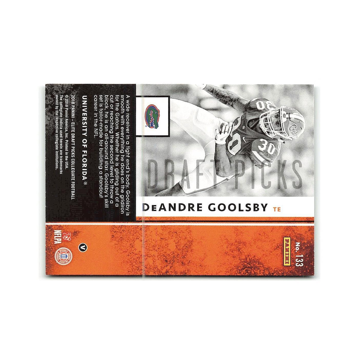 DeAndre Goolsby Rookie 2018 Panini Elite Draft Picks #133 Florida Gators NM