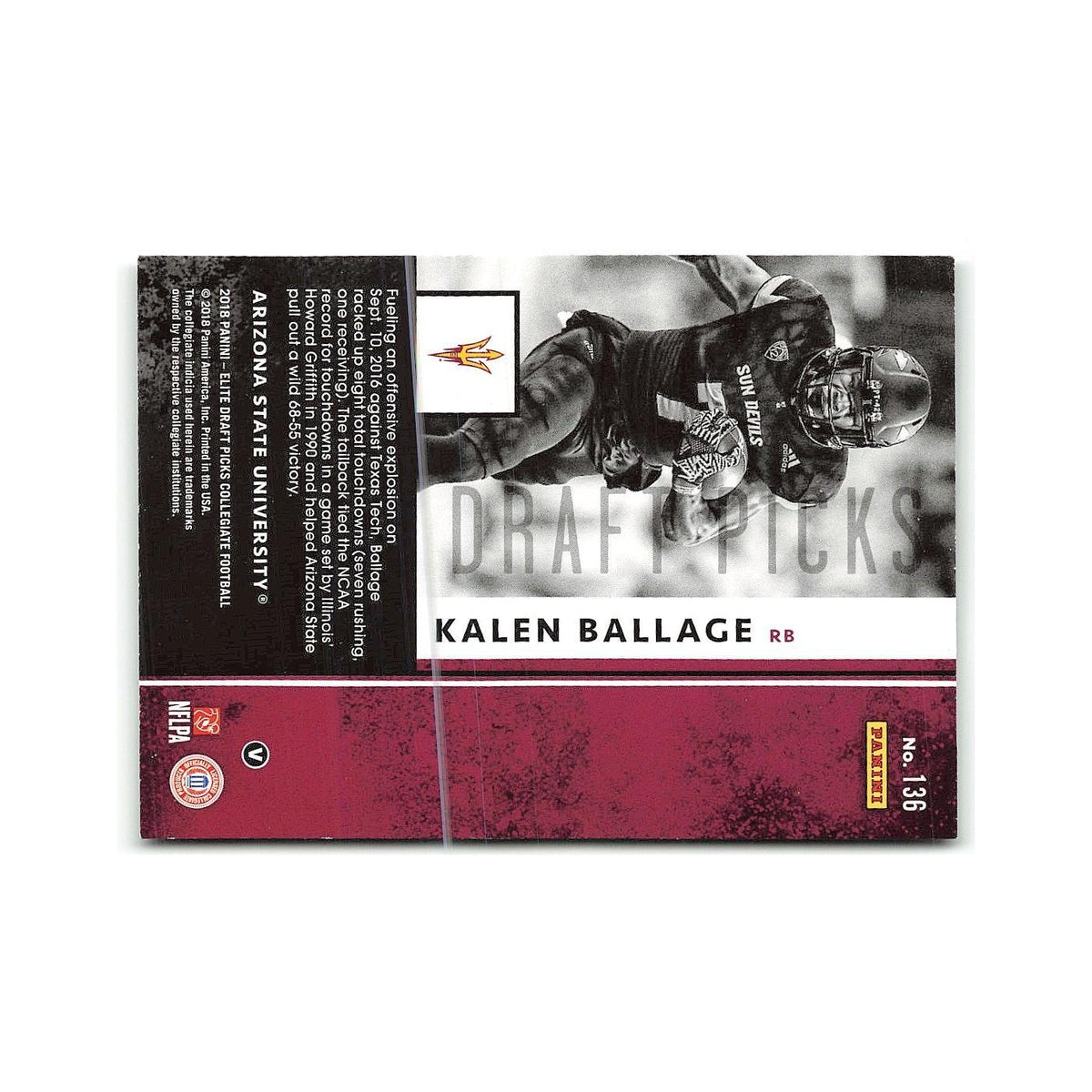 Kalen Ballage Rookie 2018 Panini Elite Draft Picks #136 NM