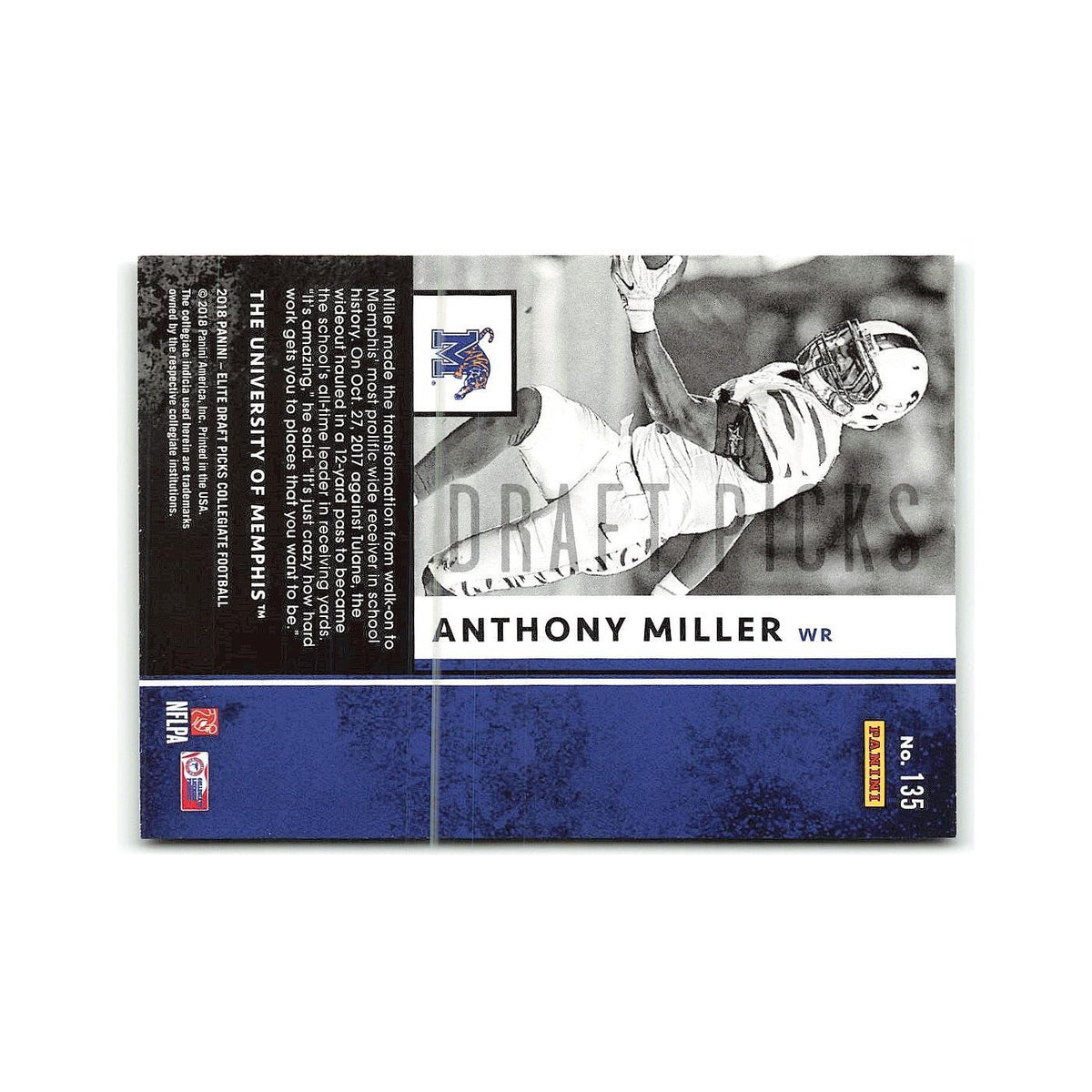 Anthony Miller 2018 Panini Elite Draft Picks #135 Memphis Tigers NM