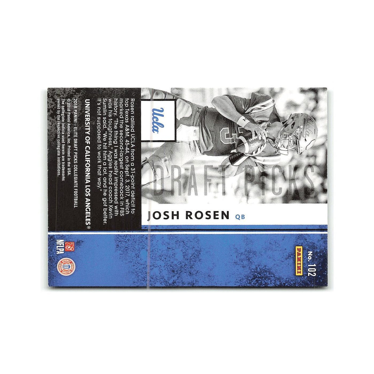 Josh Rosen Rookie 2018 Panini Elite Draft Picks #102 UCLA Bruins NM
