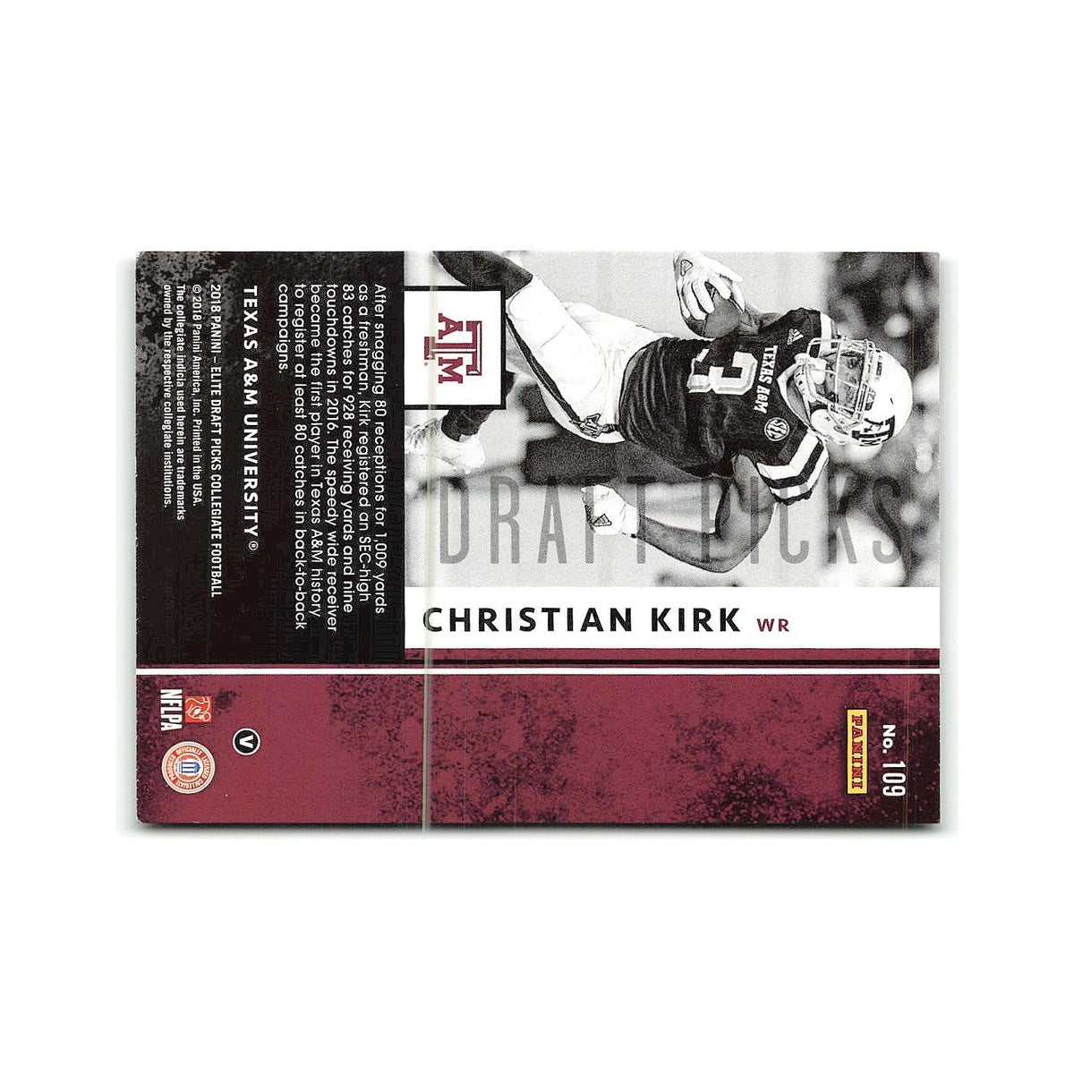 Christian Kirk Rookie 2018 Panini Elite Draft Picks #109 Texas A&M Aggies NM