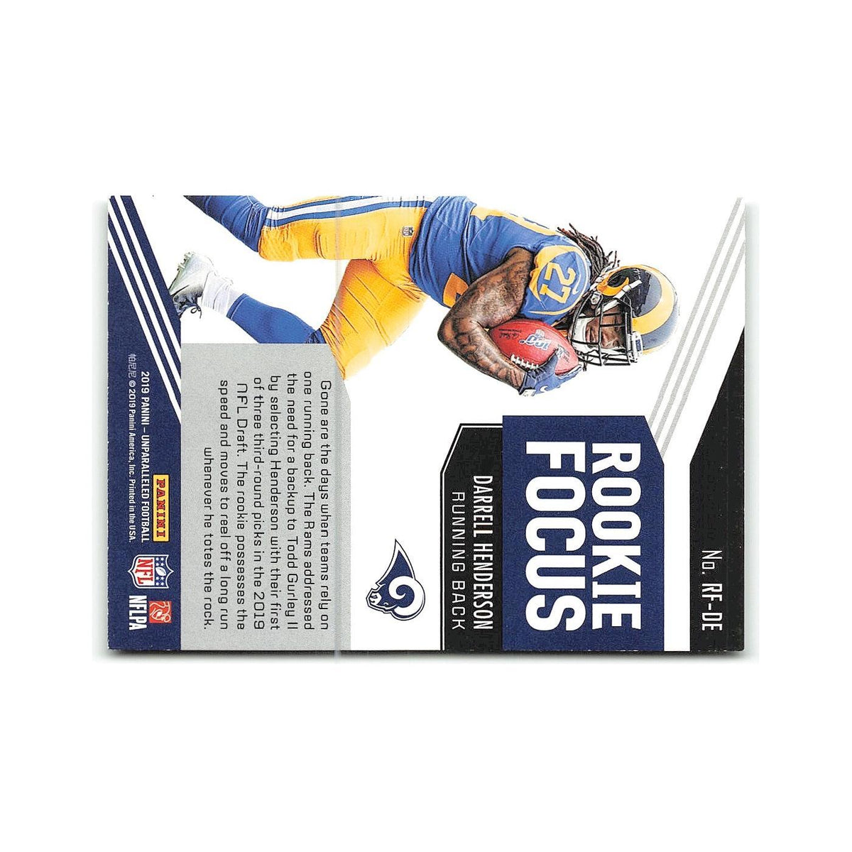 Darrell Henderson Rookie 2019 Panini Absolute Rookie #RM-9 Los Angeles Rams NM