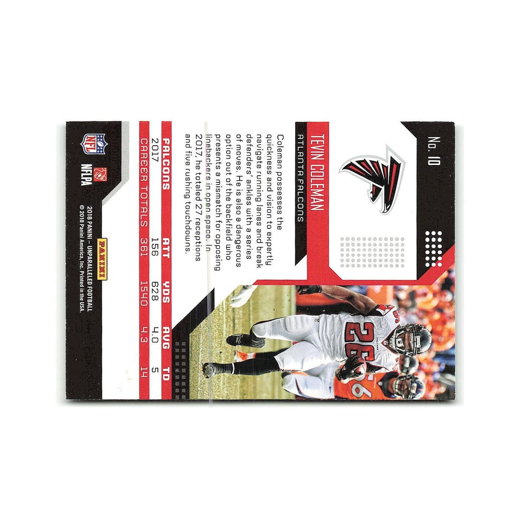 Tevin Coleman 2018 Panini Unparalleled #10 Atlanta Falcons Football Card NM
