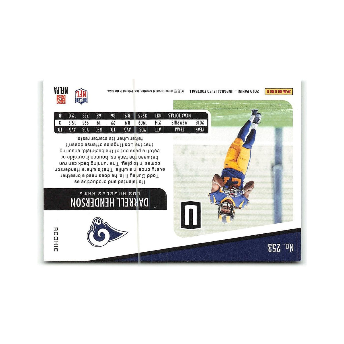 Darrell Henderson Rookie 2019 Panini Unparalleled #253 Los Angeles Rams NM