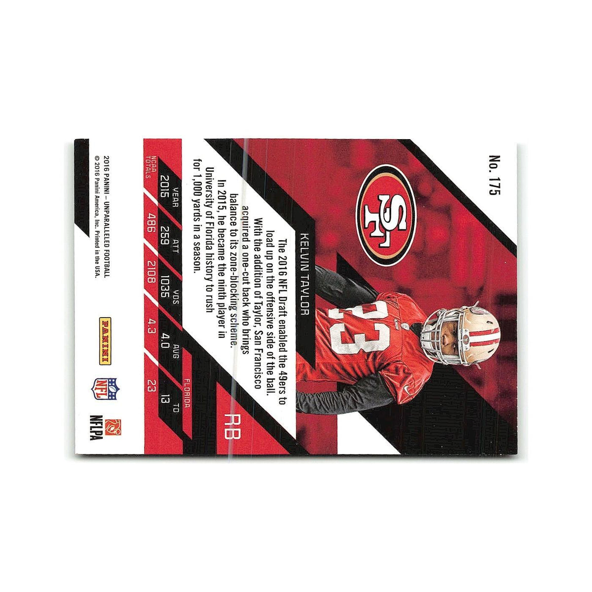 Kelvin Taylor Rookie 2016 Panini Unparalleled #175 San Francisco 49ers NM
