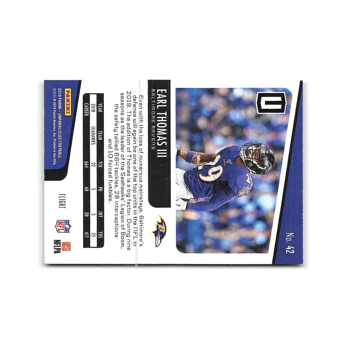 Earl Thomas III 2019 Panini Unparalleled #42 Baltimore Ravens Football Card NM