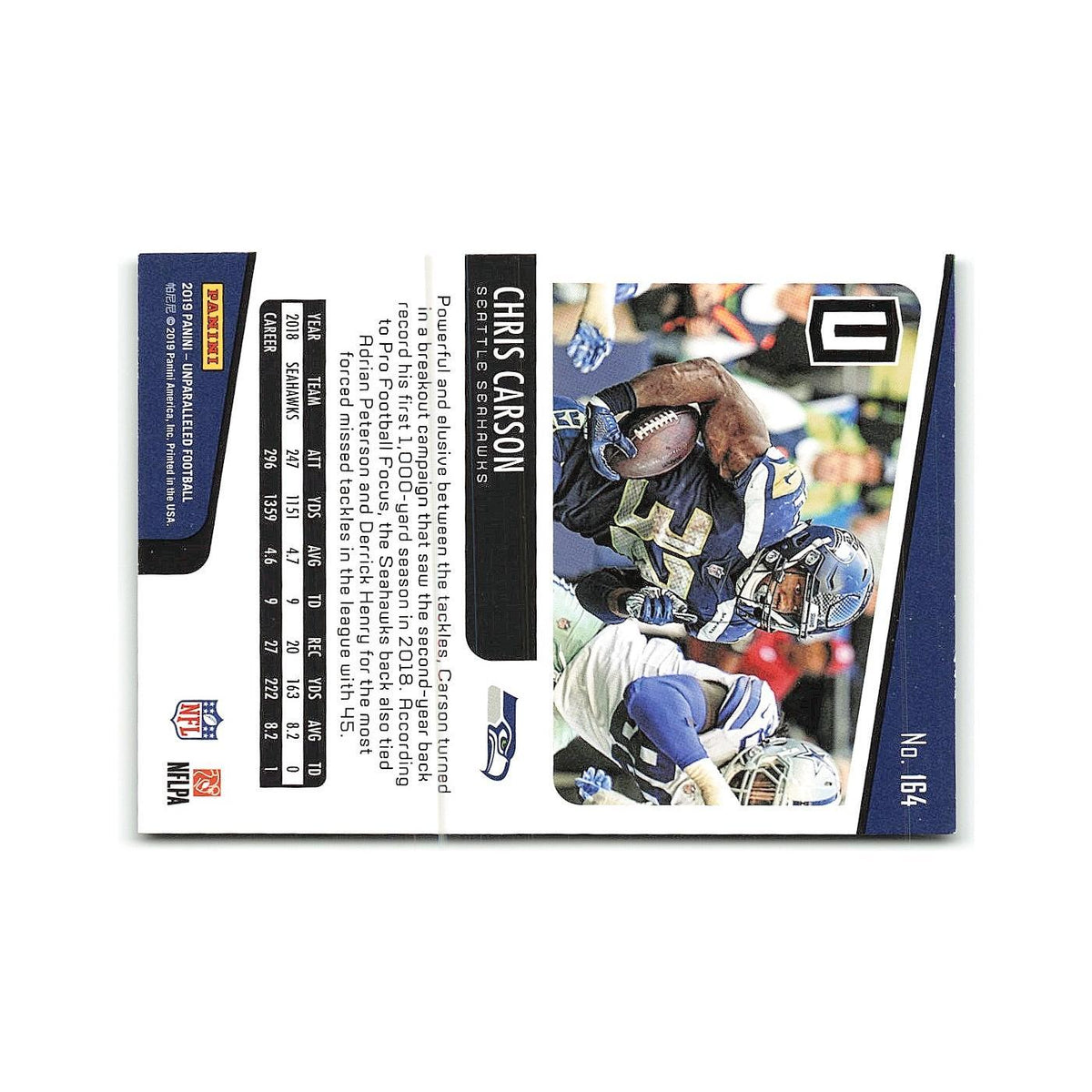 Chris Carson 2019 Panini Unparalleled #164 Seattle Seahawks Football Card NM