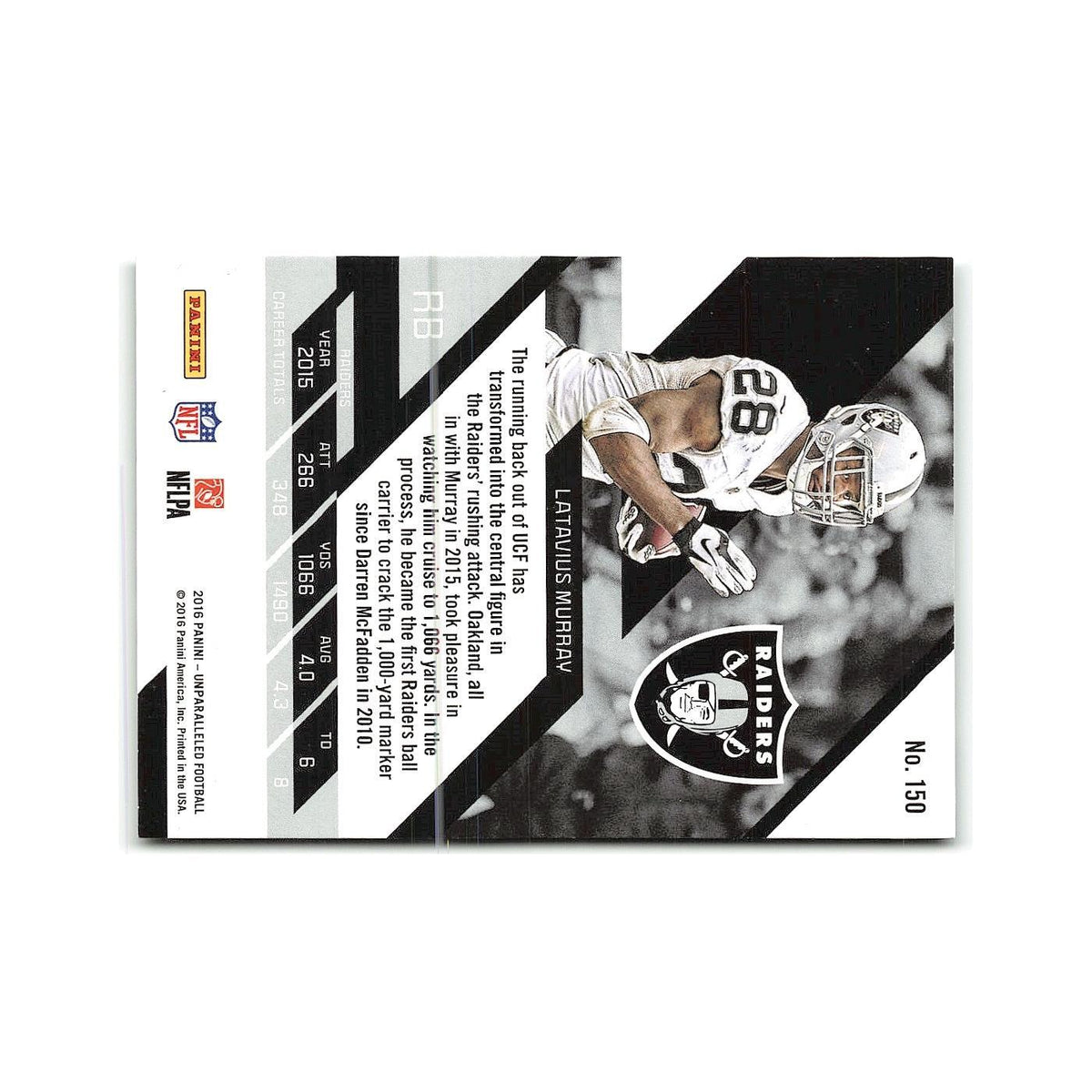 Latavius Murray 2016 Panini Unparalleled #150 Oakland Raiders Football Card NM