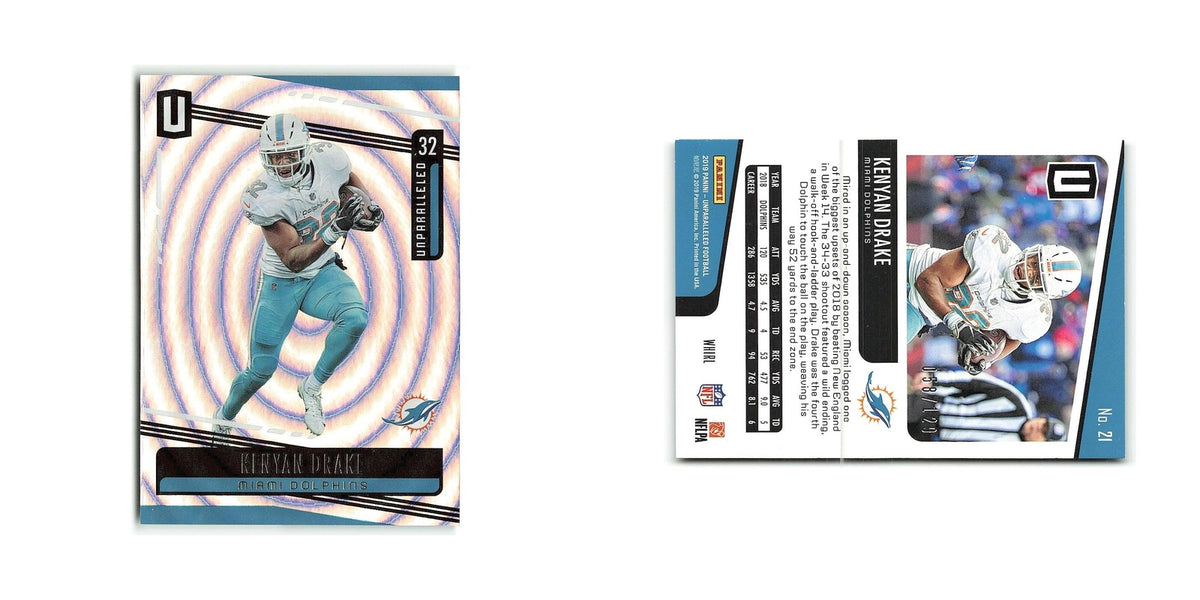 Kenyan Drake #/129 2019 Panini Unparalleled Whirl #21 Miami Dolphins NM