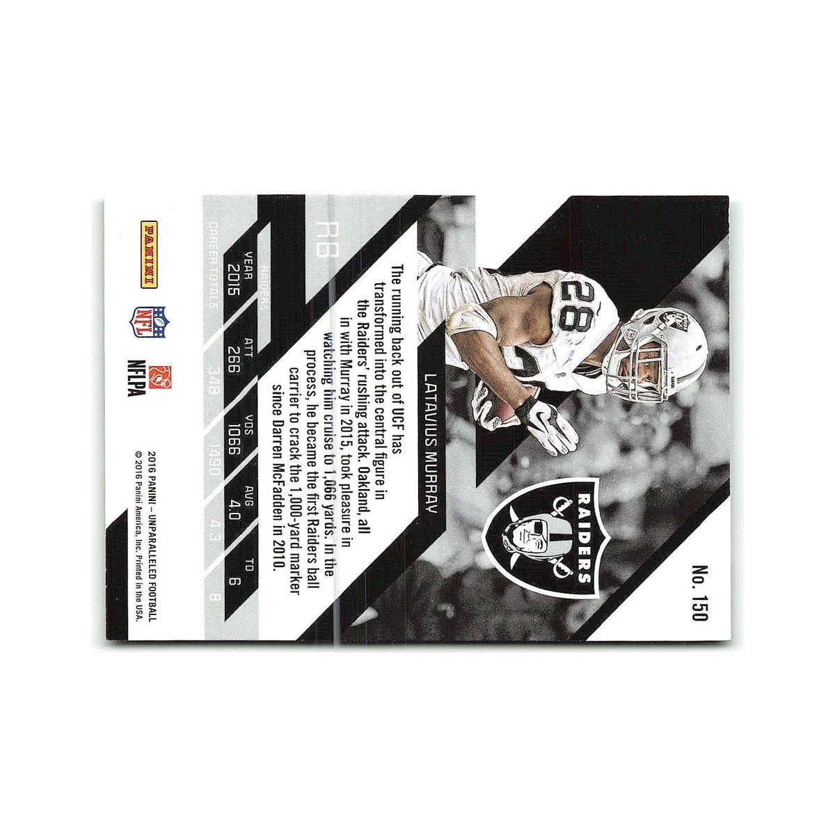 Latavius Murray 2016 Panini Unparalleled #150 Oakland Raiders Football Card NM