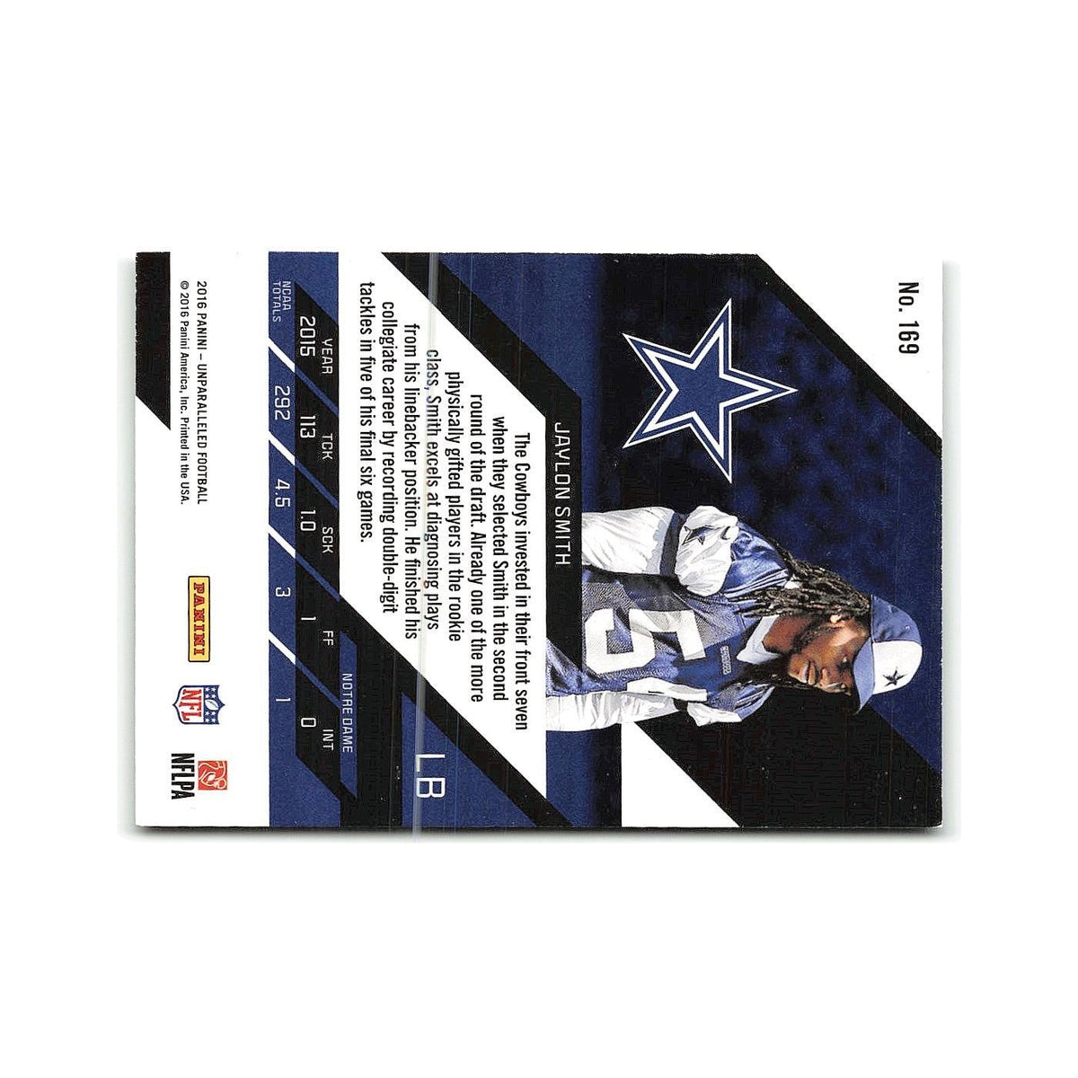 Jaylon Smith Rookie 2016 Panini Unparalleled #169 Dallas Cowboys NM
