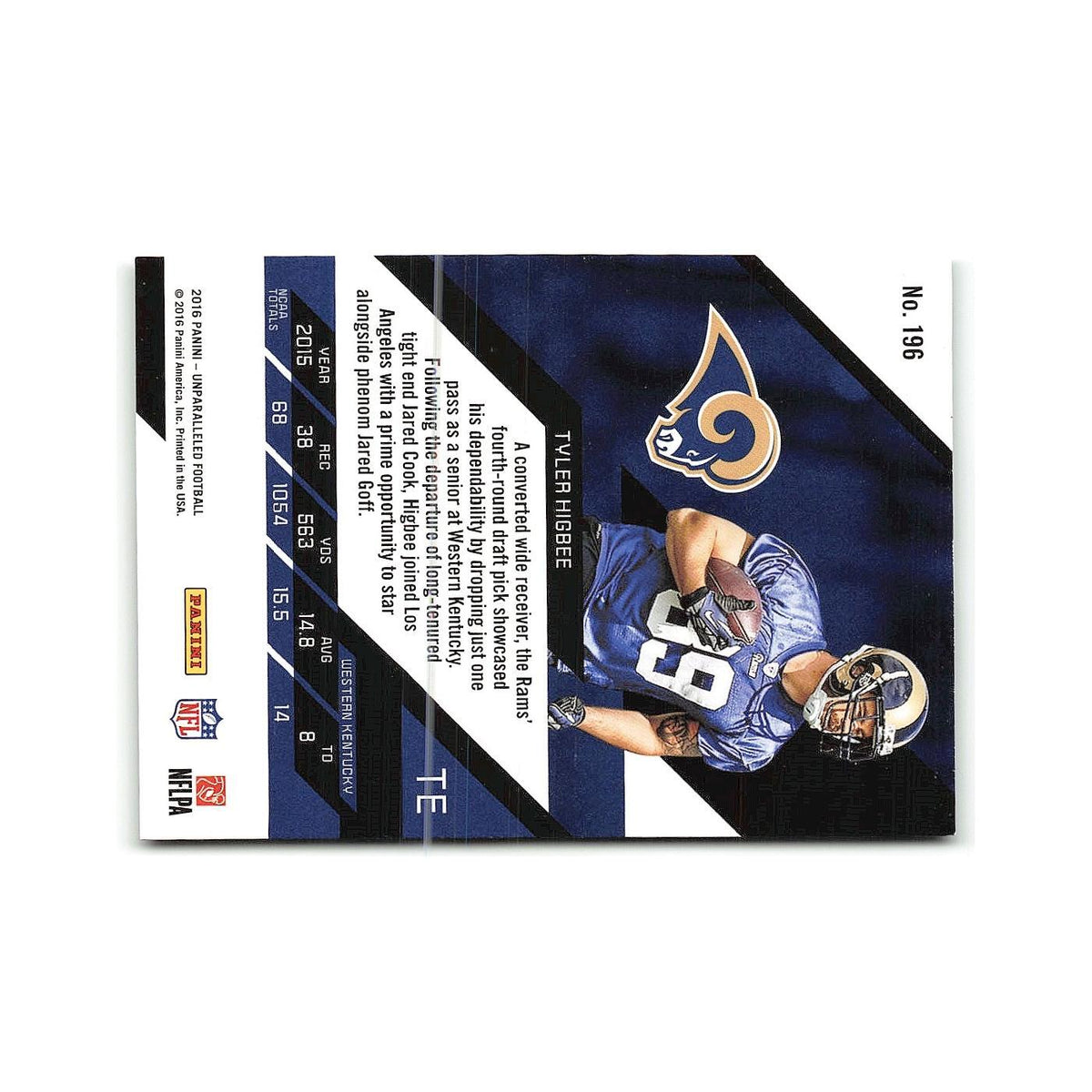 Tyler Higbee Rookie 2016 Panini Unparalleled #196 Los Angeles Rams NM