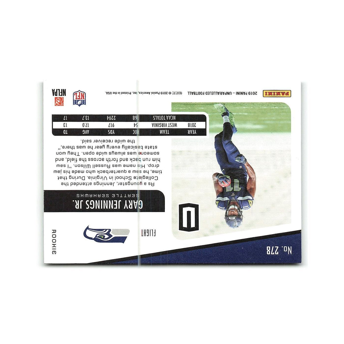 Gary Jennings Jr. Rookie 2019 Panini Unparalleled Rookie Signatures #278 NM