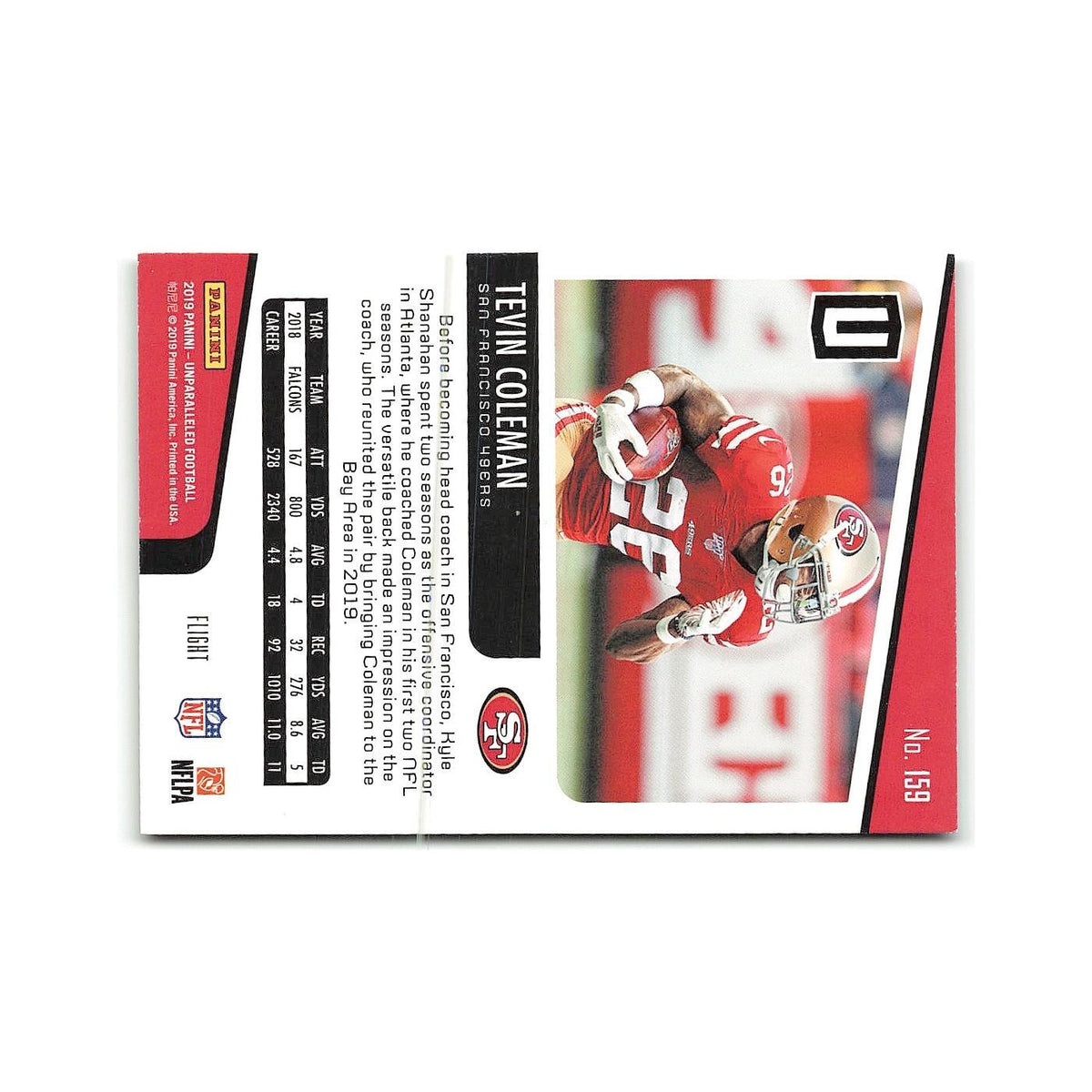 Tevin Coleman 2019 Panini Unparalleled #159 San Francisco 49ers Football Card NM