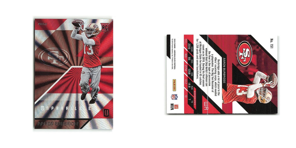 Aaron Burbridge Rookie 2016 Panini Unparalleled #151 San Francisco 49ers NM