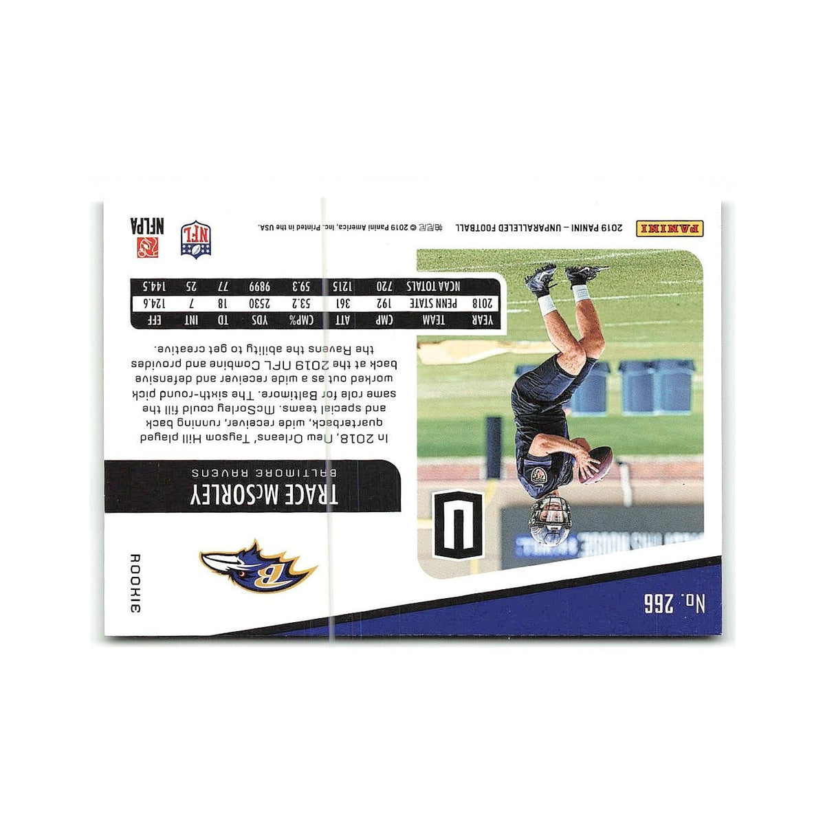 Trace McSorley Rookie 2019 Panini Unparalleled #266 Baltimore Ravens NM