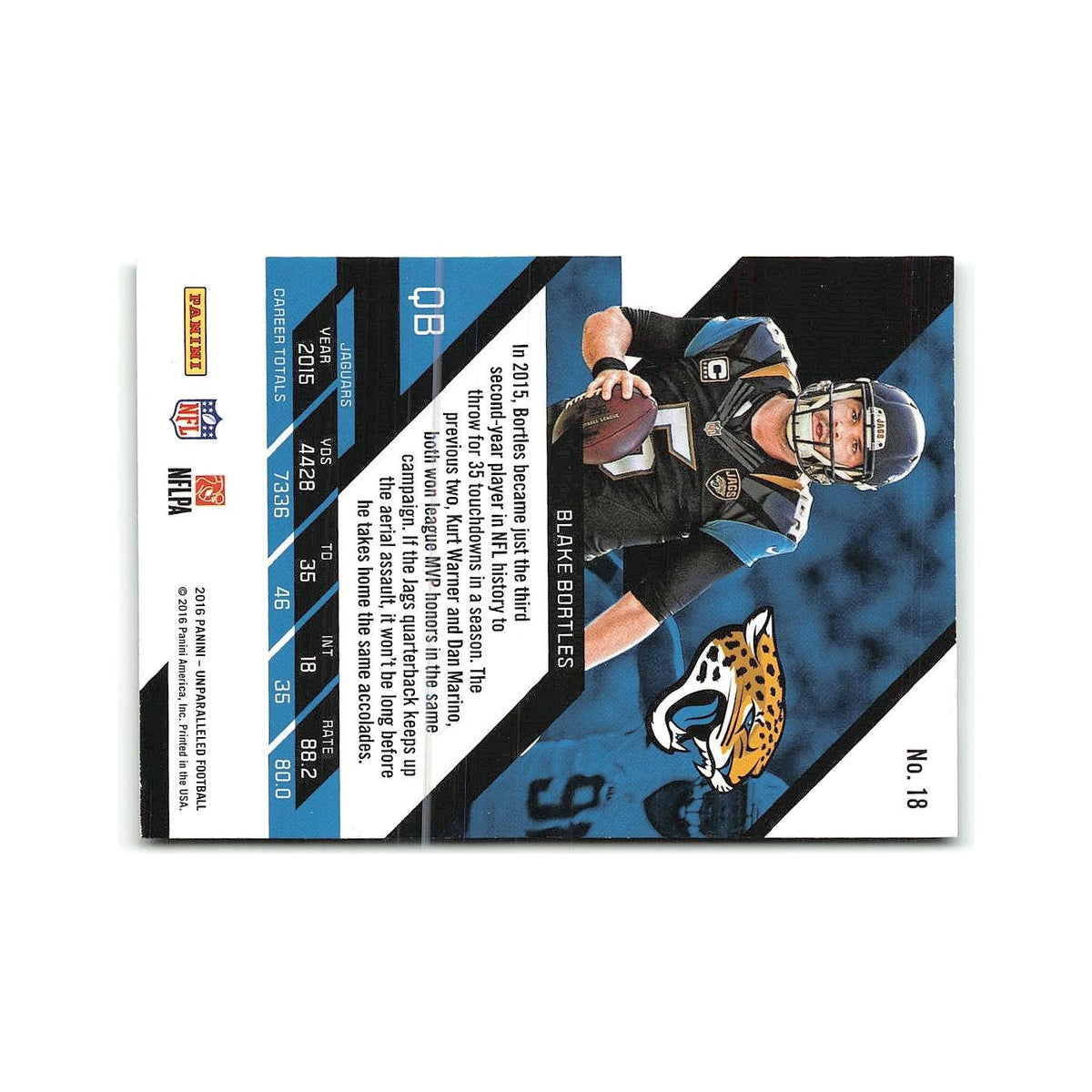Blake Bortles 2016 Panini Unparalleled #18 Jacksonville Jaguars Football Card NM
