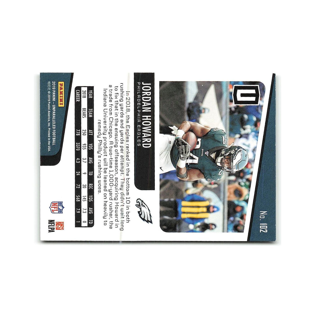 Jordan Howard 2019 Panini Unparalleled #102 Philadelphia Eagles Football Card NM