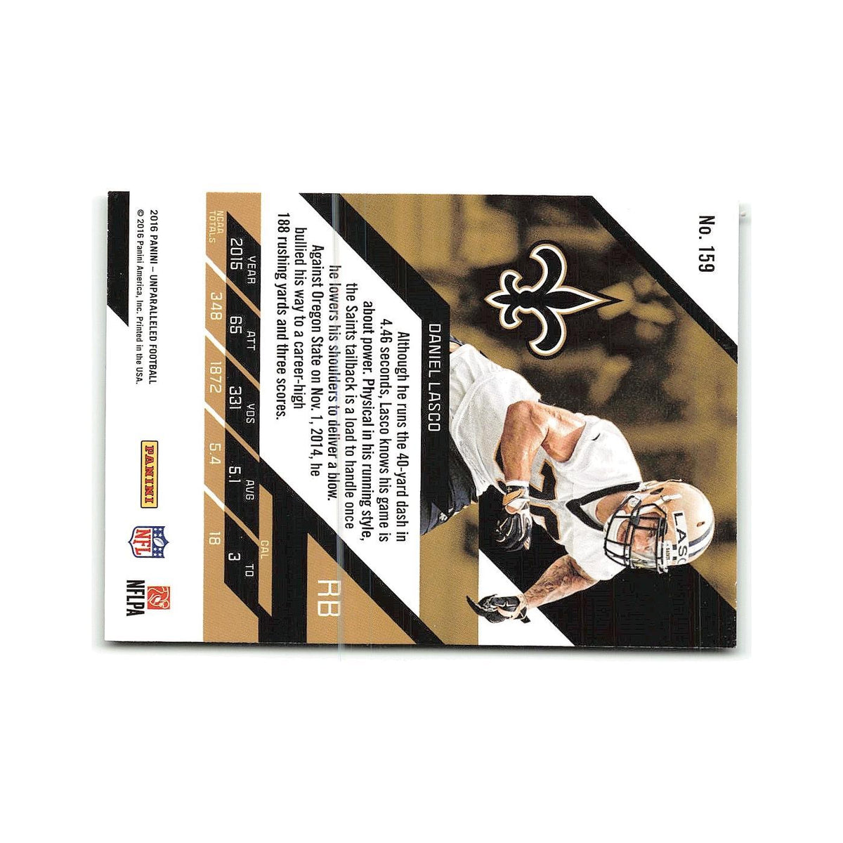 Daniel Lasco Rookie 2016 Panini Unparalleled #159 New Orleans Saints NM