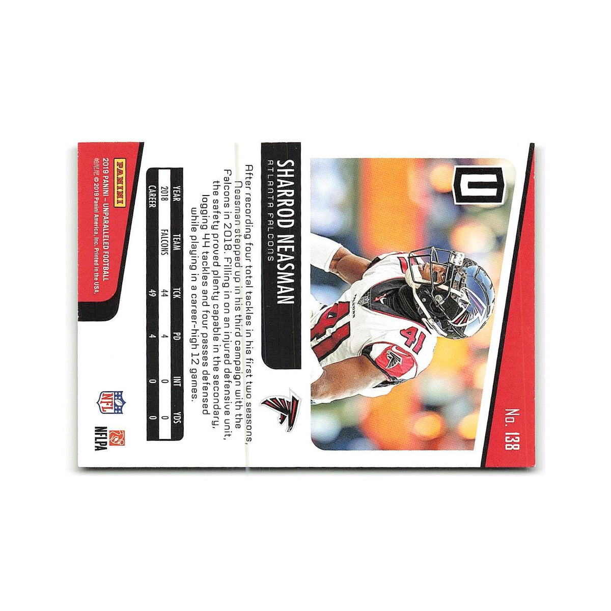Sharrod Neasman Rookie 2019 Panini Unparalleled #138 Atlanta Falcons NM