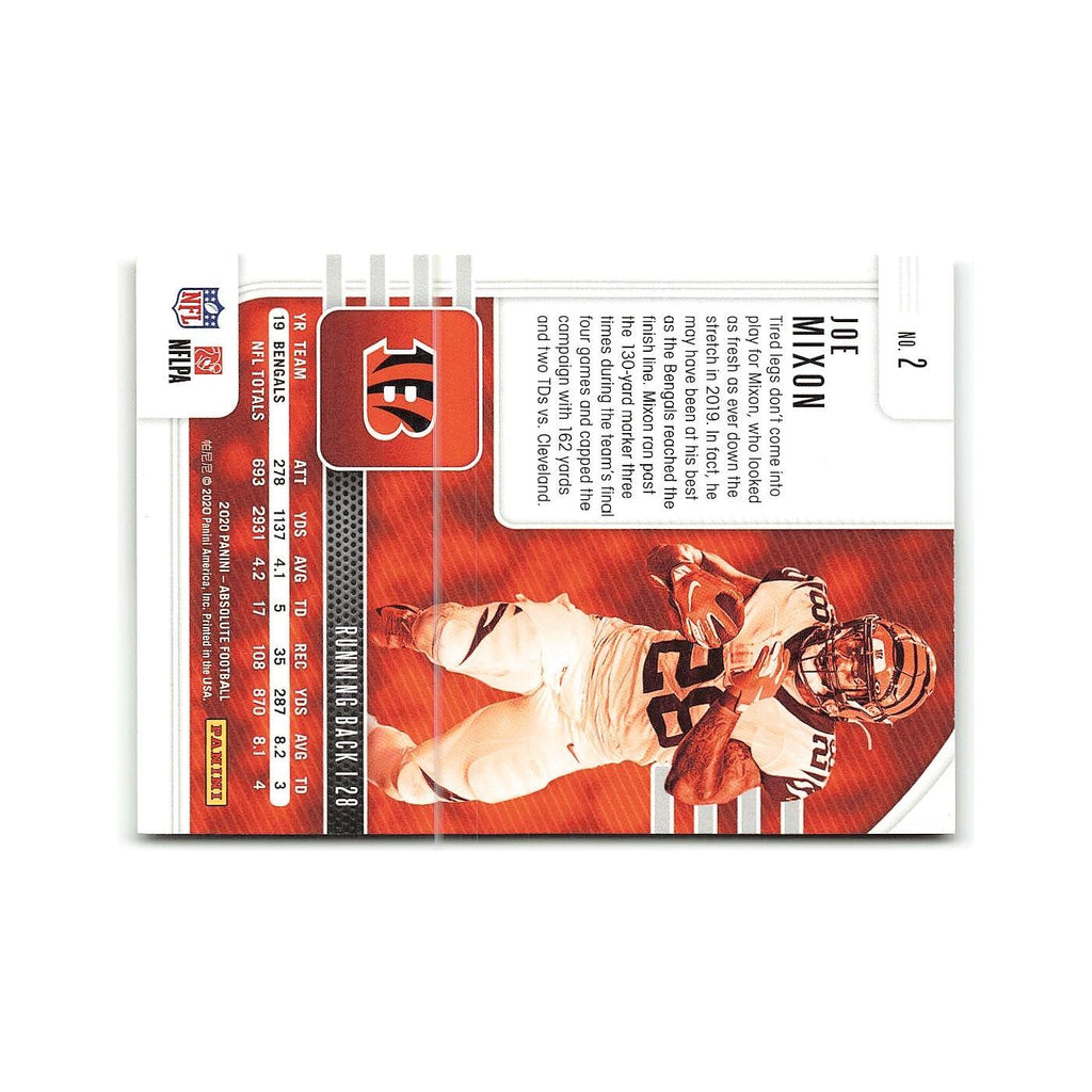 Joe Mixon 2020 Panini Absolute #2 Cincinnati Bengals Football Card NM