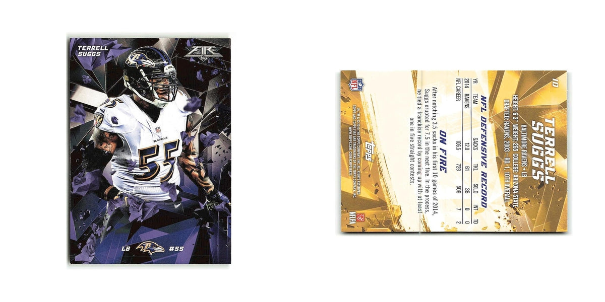 Terrell Suggs 2015 Topps Fire #10 Baltimore Ravens Football Card NM