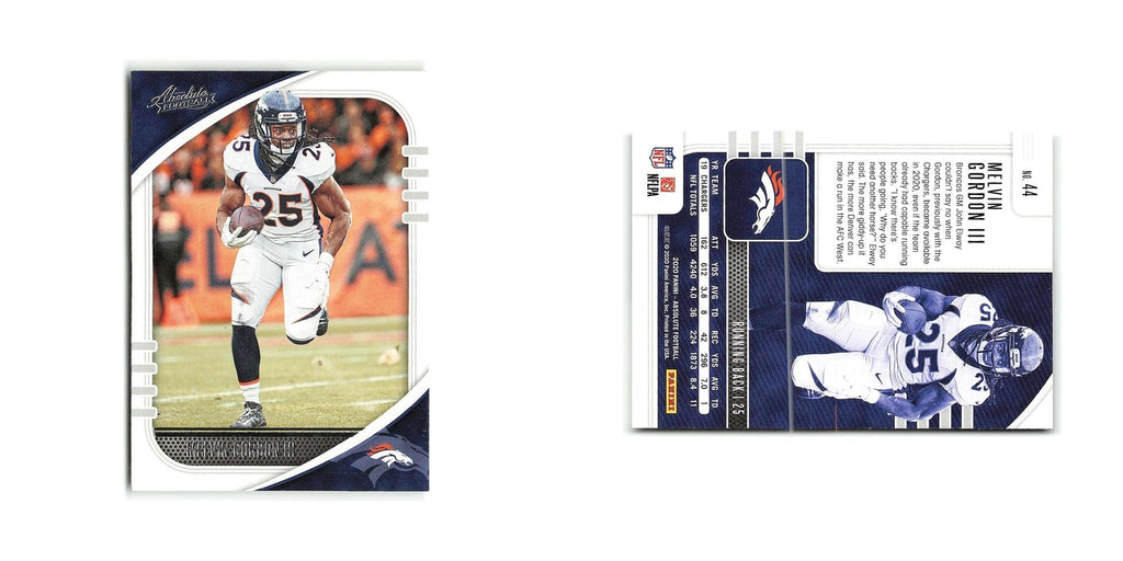 Melvin Gordon III 2020 Panini Absolute #44 Denver Broncos Football Card NM