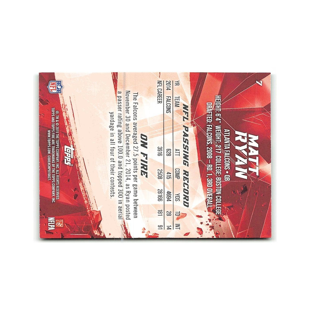 Matt Ryan 2015 Topps Fire #7 Atlanta Falcons Football Card NM