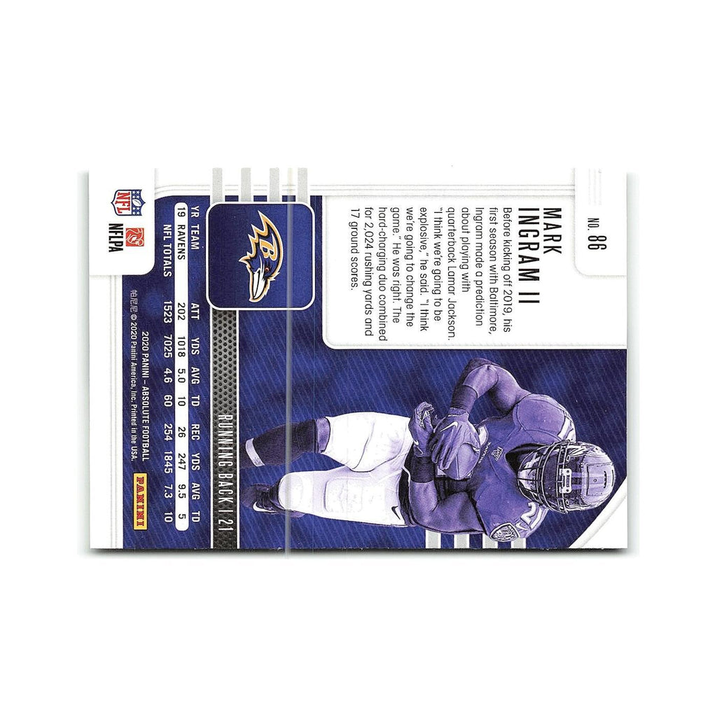 Mark Ingram II 2020 Panini Absolute #86 Baltimore Ravens Football Card NM