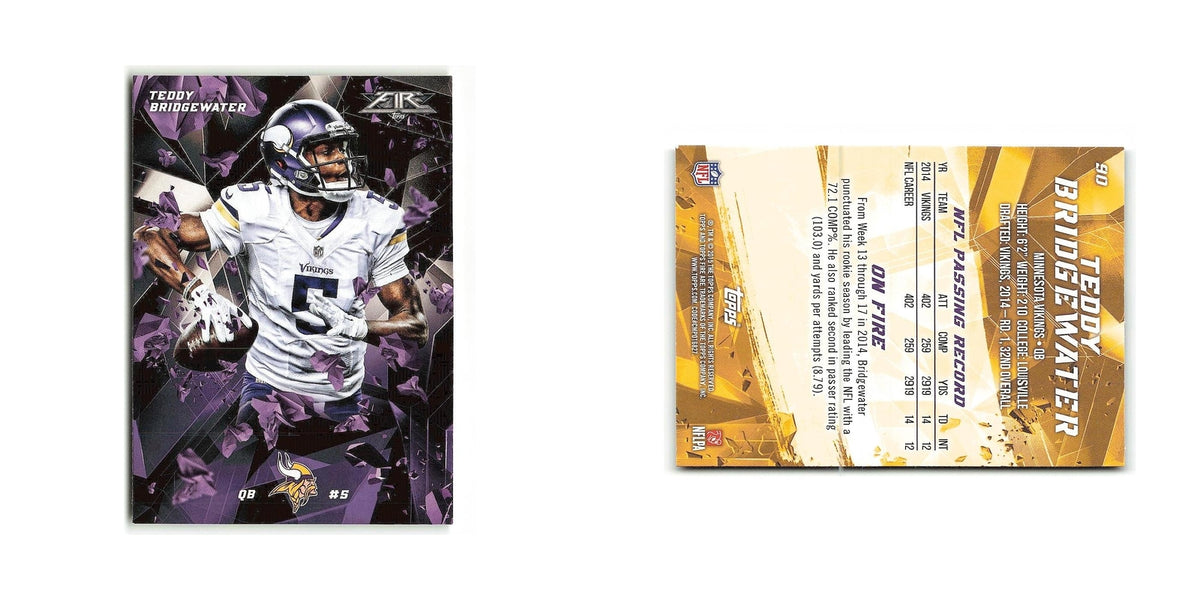 Teddy Bridgewater 2015 Topps Fire #90 Minnesota Vikings Football Card NM