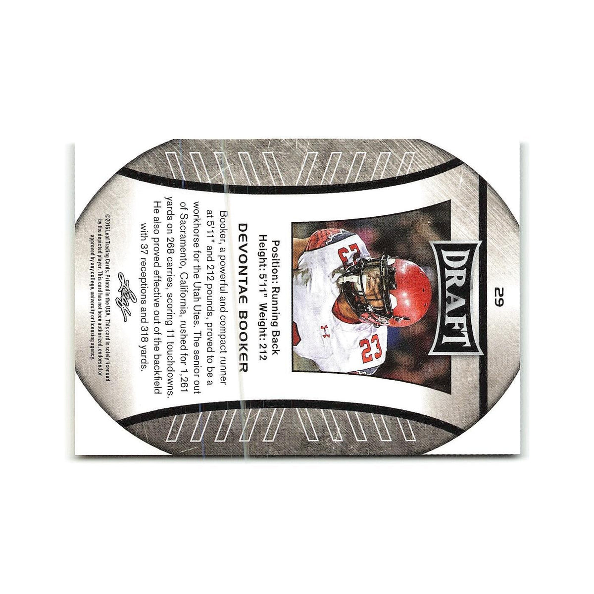 Devontae Booker 2016 Leaf Draft Gold #29 Utah Utes Football Card NM