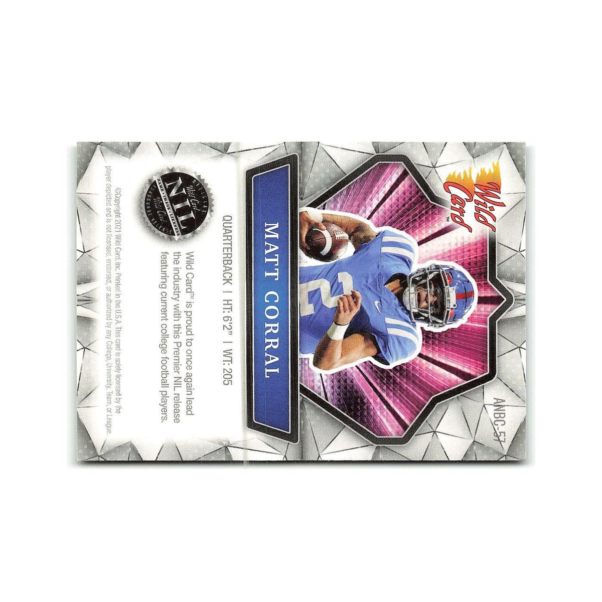 Kayson Bouttte  2021 Wild Card Alumination #ANBC 57 Football Card NM