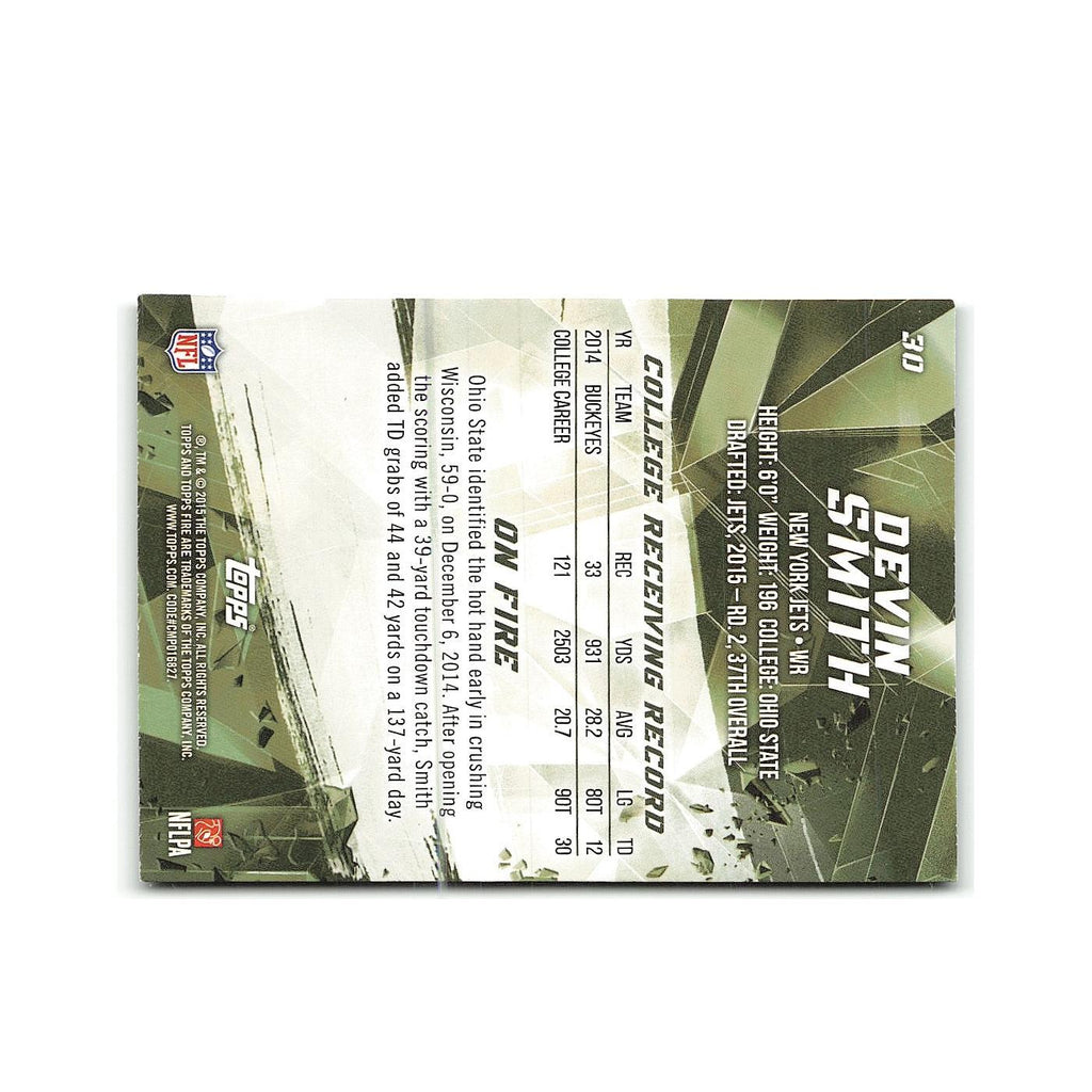 Devin Smith Rookie 2015 Topps Fire Rookies #30 New York Jets Football Card NM