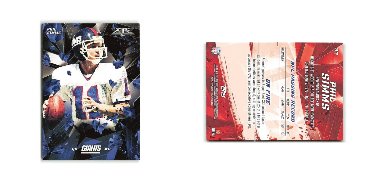 Phil Simms 2015 Topps Fire #33 New York Giants Football Card NM