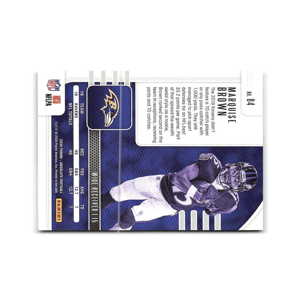 Marquise Brown 2020 Panini Absolute #84 Baltimore Ravens Football Card NM