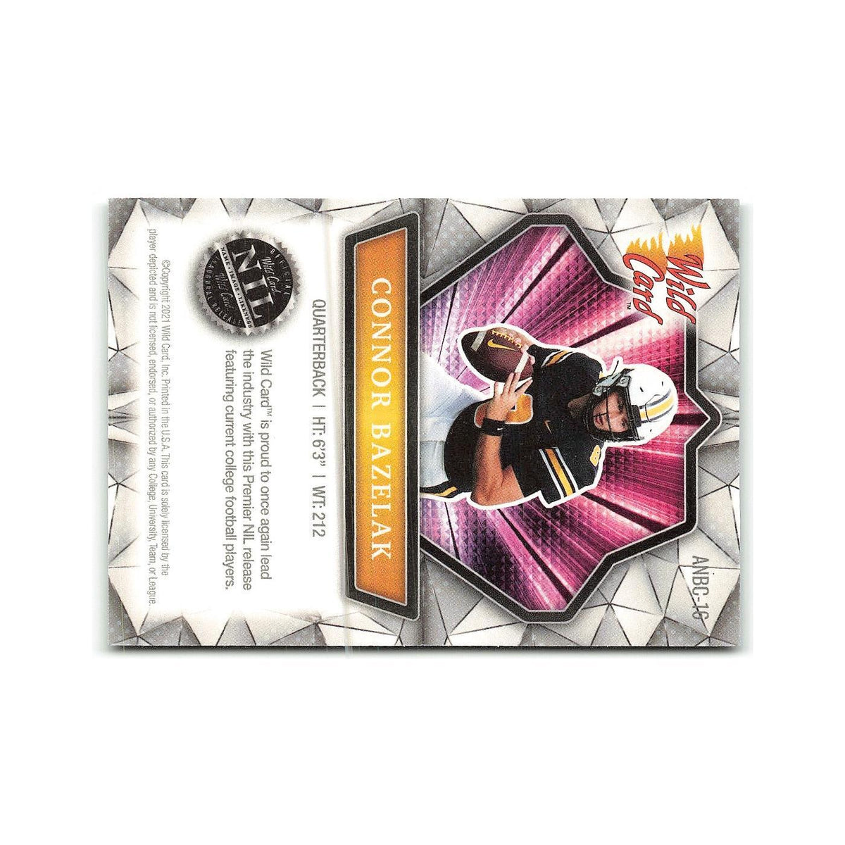 Connor Bazelak 2021 Wild Card Alumination #ANBC 16 Football Card NM