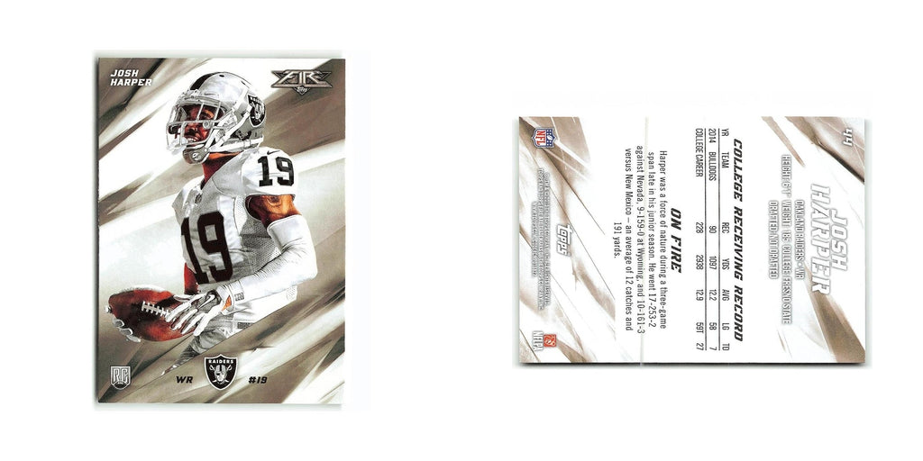 Josh Harper Rookie 2015 Topps Fire Rookies #44 Oakland Raiders Football Card NM