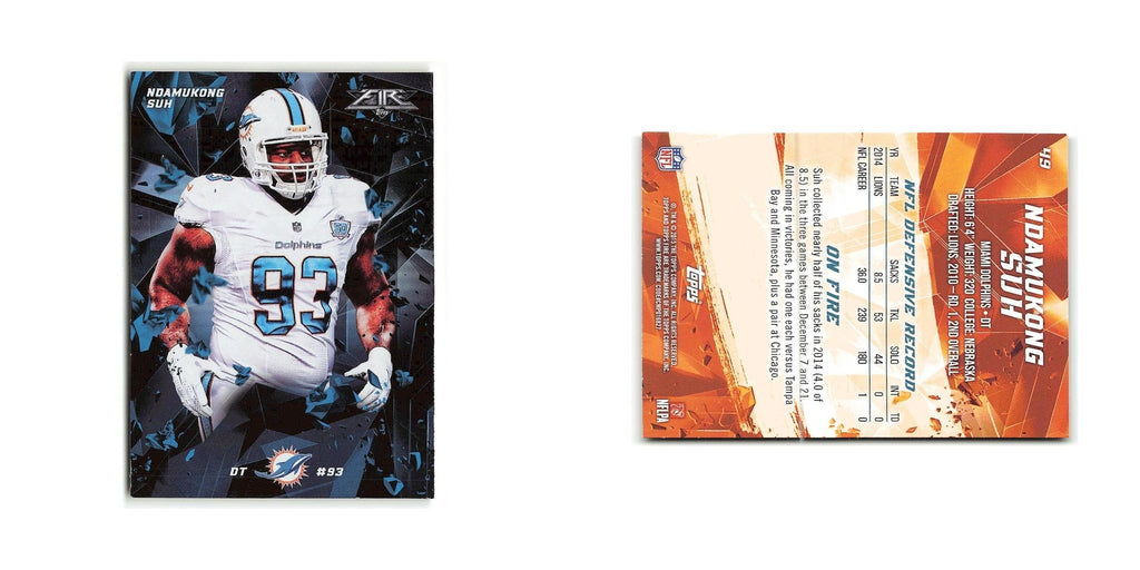 Ndamukong Suh 2015 Topps Fire #49 Miami Dolphins Football Card NM