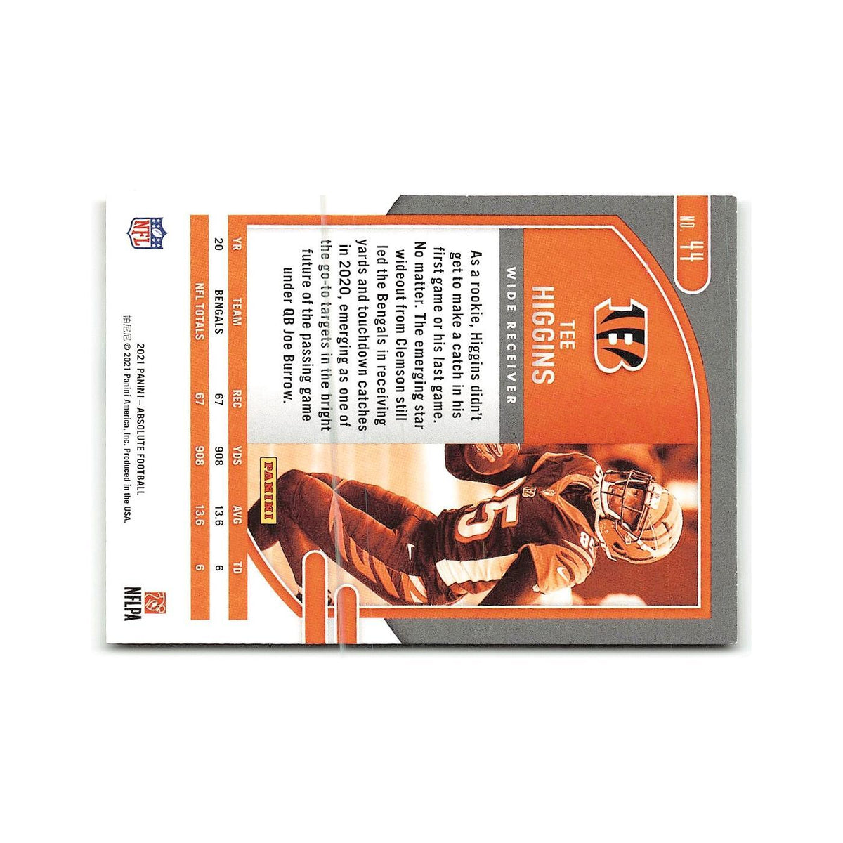 Tee Higgins 2021 Panini Absolute #44 Cincinnati Bengals Football Card NM