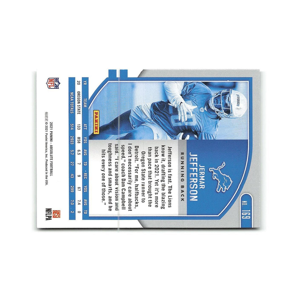Jermar Jefferson Rookie 2021 Panini Absolute #169 Detroit Lions Football Card NM