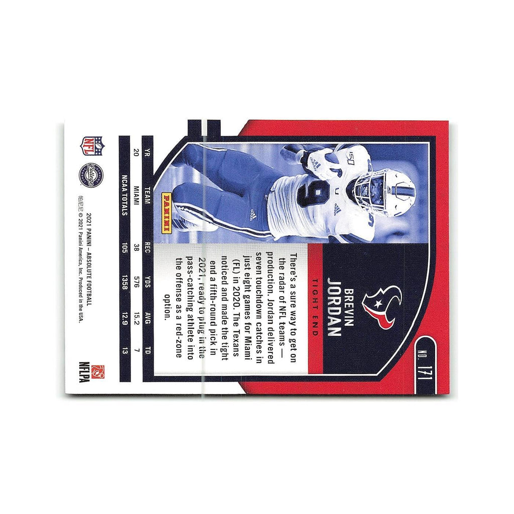 Brevin Jordan Rookie 2021 Panini Absolute #171 Houston Texans Football Card NM
