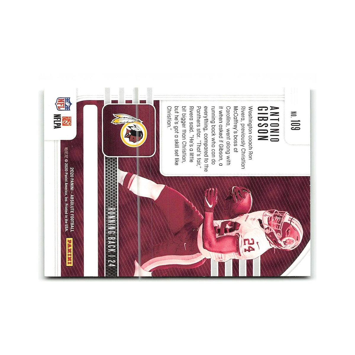 Antonio Gibson Rookie 2020 Panini Absolute #109 Washington Redskins NM