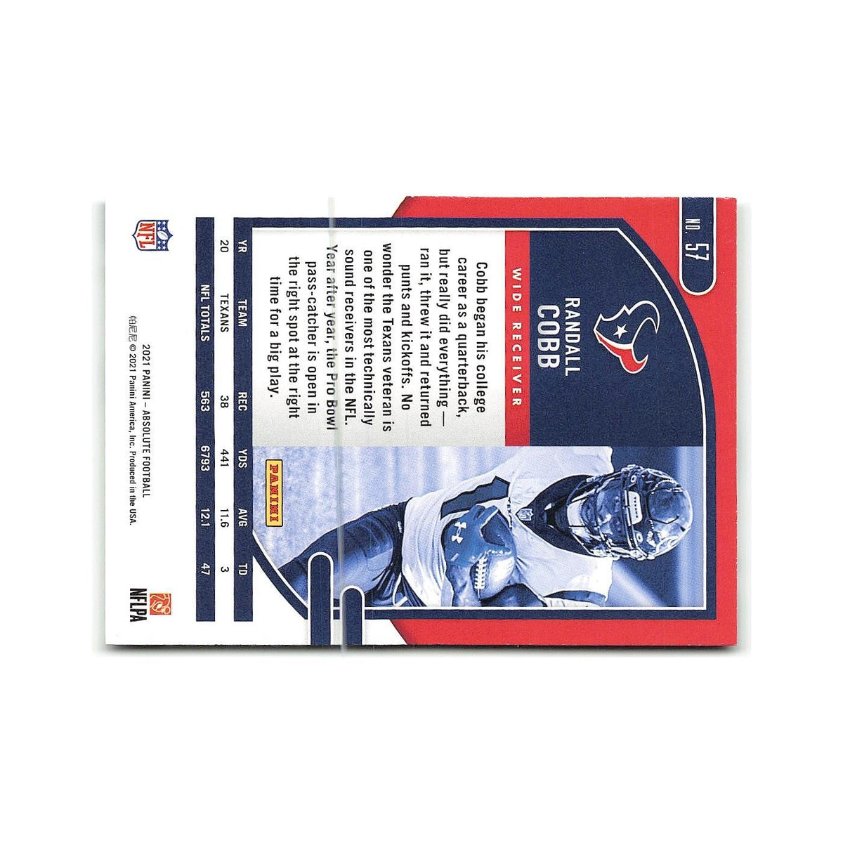 Randall Cobb 2021 Panini Absolute #57 Houston Texans Football Card NM