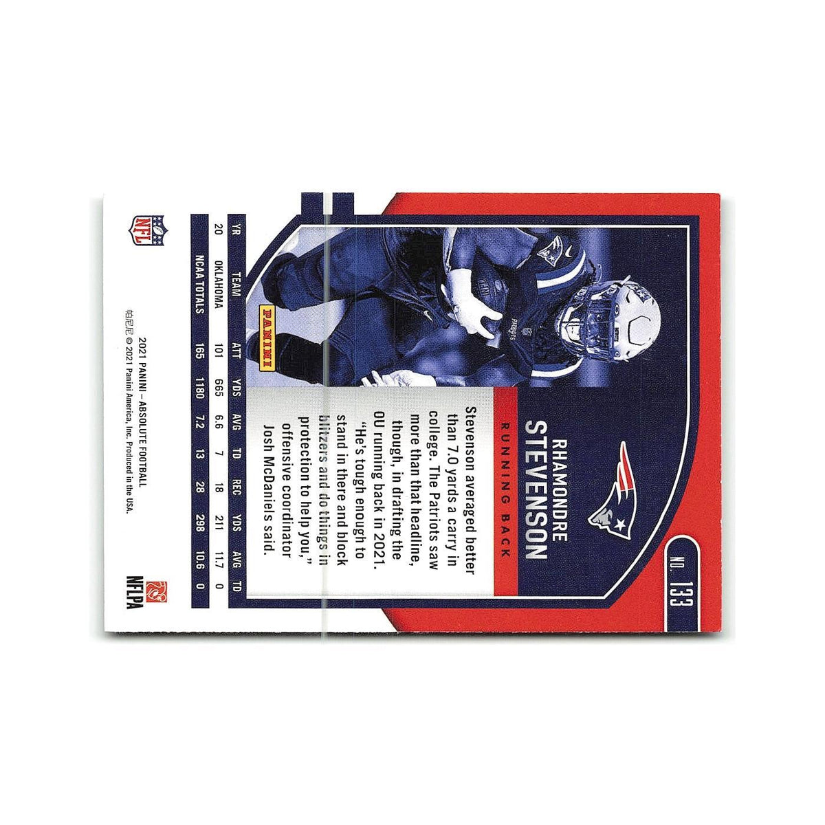 Rhamondre Stevenson Rookie 2021 Panini Absolute #133 New England Patriots NM